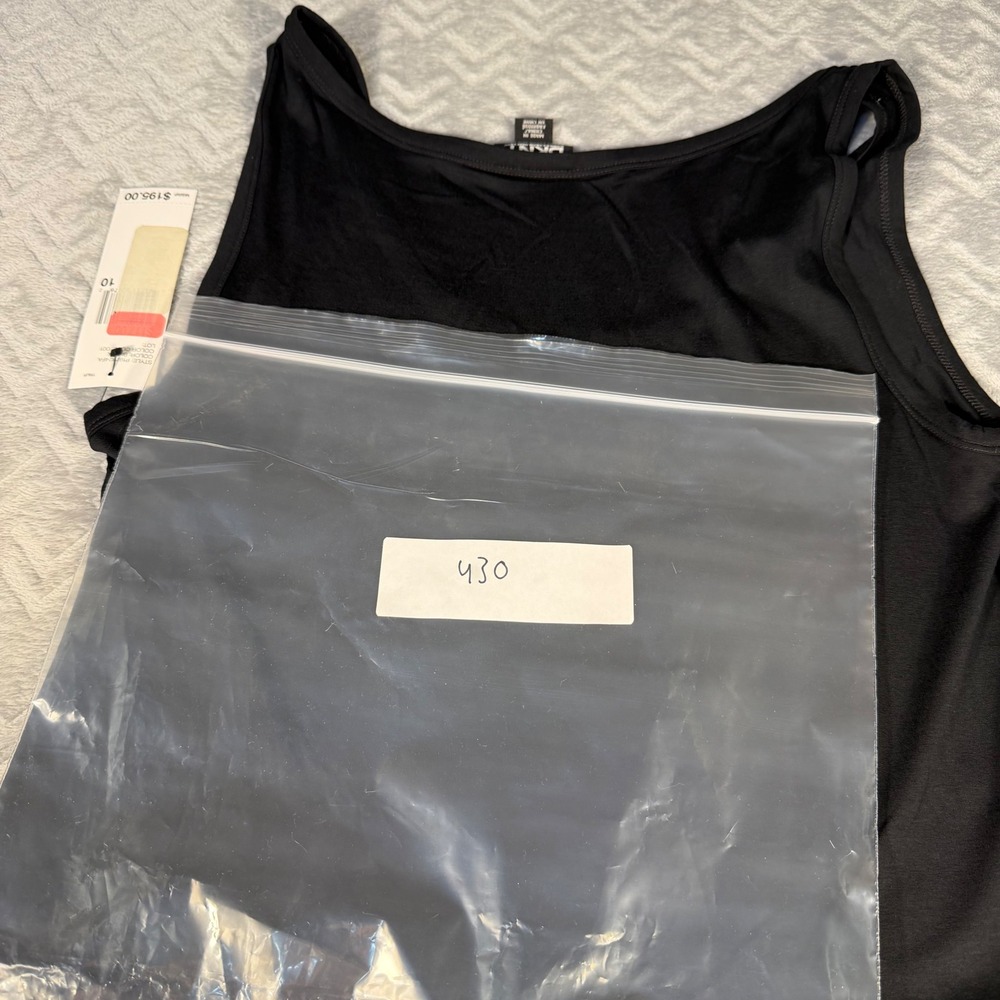 DKNY Sleeveless Mixed Media Dress Women's 10 Black New Utility Zip Pocket $195 - Picture 7 of 7